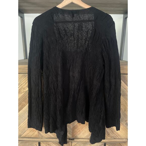 Eileen Fisher Cardigan Textured Cotton Blend in Black Sz M - Picture 4 of 5